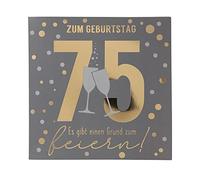 Depesche 11515-052 75th Birthday Number Card with Music, Refined Folding Card with Original Text Inside Including Envelope, Format 15.5 x 15.5 cm