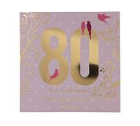 Depesche 11515-054 80th Birthday Number Card with Music, Refined Folding Card with Original Text Inside Including Envelope, Format 15.5 x 15.5 cm