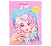 Depesche 11657 TOPModel Create Your Diamond - Mermaid Picture Template to Create and Complement Diamond Painting Kit Including Glitter Stones in 6 Colours, Bowls and Applicator