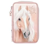 Depesche 11773 Miss Melody Romantic 3 Compartments Filled in Pink, with Horse Design, Pencil Case, Ruler, Scissors and Much More, Caricature, 0011773, Pink