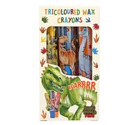 Depesche 12175 Dino World Mini Dino - Tricolour Wax Painter Set for Children, 3 Multicoloured Wax Crayons for Twisting and Painting