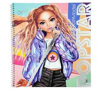 Depesche 12228 TOPModel Popstar Colouring Book with 60 Pages for Designing Model Motifs and Outfits, Colouring Book with Sticker Sheet Stencils and Much More, Children from 6 Years