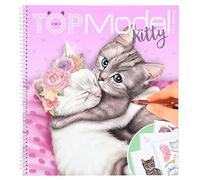 Depesche 12282 TOPModel Create Your Kitty - Colouring and Sticker Book with 92 Pages to Design Cute Cats, Colouring Book with Sticker Sheet and Spiral Binding