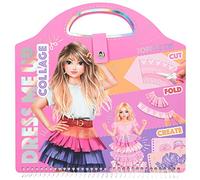 Depesche 12379 TOPModel Dress Me Up Collage Book - Colouring Book with 20 Pages for Designing Outfits, Spiral Book with Pre-Printed Models, Fabric Patterns and Stickers