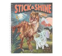 Depesche 12473 Dino World Colouring Book Stick & Shine, 24 Pages with Great Dino Motifs, for Colouring and Designing