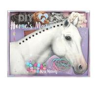 Depesche 12484 Miss Melody Horse Mane Braiding DIY Set Including 8 Cardboard Boxes in Horse Head Shape, 4 Wool Threads and Colourful Rubber Bands and Clips