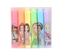 Depesche 12642 TOPModel - Erasable Mini Highlighter, Set of 6 Fibre Tip Pens in Bright Colours, Pen Set with a Wide Tip for Marking