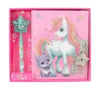 Depesche 12709 Ylvi Pink Unicorn Diary with Star Closure, Beautifully Illustrated Page Book and Secret Pencil, Multicoloured, One Size