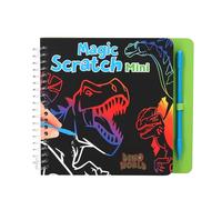 Depesche 12733 Dino World Mini Magic Scratch Book with Cool Dinosaur Motifs for Scratching, Book with Colourful Gradient and Scratch Pen