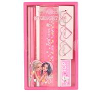 Depesche 12857 TOPModel Stationery Set in Pink with Patterns and Hearts Design Including Pencils, Rubber, Ruler and Much More, Multicoloured