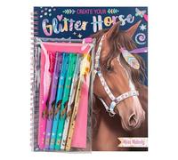 Depesche 12931 Miss Melody Creates Colouring Book with 30 Pages for Drawing Horses Patterns, Includes 6 Glitter Gel Pens, Multicoloured, One Size