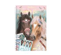 Depesche 12964 Miss Melody Create Your Horses Blaze Colouring Book with 36 Pages for Designing Different Horse Motifs, Ring Binder with 8 Sticker Sheets