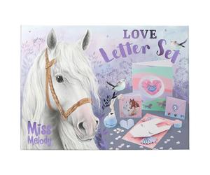 Depesche 12969 Miss Melody Love Letter Set - Handlettering Horses Design Writing Set Including Writing Paper, Envelopes, Stickers, Stamps and Much More.
