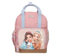 Depesche 13012 TOPModel Team Teddy Backpack in Pink, Beige and Blue, with Model Motif and Pendant, Bag with Adjustable Straps and Thermal Compartment, Multicoloured, Standard Size