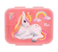Depesche 13031 Ylvi Color Cloud Snack Box, Pink, Unicorn and Rainbow Design, Lunch Box with 3 Compartments and Transparent Lid, Multi-Colour, One Size
