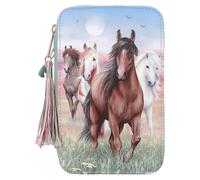 Depesche 13121 Miss Melody Hoof Clatter Pencil Case 3 Compartments in Pale Green