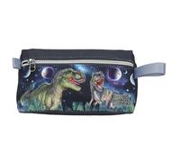 Depesche 13134 Dino World Galaxy Pencil Case in Dark Blue with Space Dinosaur Motif, Planets and Stars, Pencil Case with Zip, darkblue, Dino World Galaxy