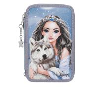 Depesche 13149 TOPModel Wolf Filled 3-Compartment Pencil Case Dark Blue with Pat