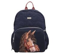 Depesche 13191 Miss Melody Backpack in Dark Blue, with Horse Motif, Glitter and Heart Quilting, Bag with Adjustable Straps, Multicoloured, M