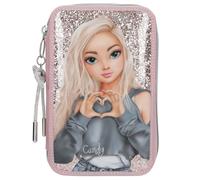 Depesche 13293 TOPModel My BFF Filled 2-Compartment Pencil Case in Pink, with Model Motif and Glitter, Pencil Case with Colouring Pencils, Ruler, Glue Stick and much more