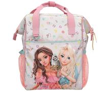 Depesche 13330 TOPModel Juicy Backpack in Cream and Pink, with Model Motif and Colourful Pattern, Bag with Adjustable Straps