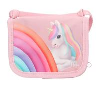 Depesche 13339 Ylvi Farbwolke Neck Pouch in Pink with Unicorn Motif and Rainbow, Shoulder Bag with Velcro Fastening and Many Compartments, Pink, Ylvi Color Cloud