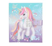 Depesche 13440 Ylvi Diary with Number Code, Sound and Light, Book in Blue and Purple, with Unicorn Motif and 192 Lined and Colourful Illustrated Pages