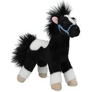 Depesche 13479 Miss Melody Cuddly Toy Horse in Black and White with Blue Halter Approx. 18 cm Plush Toy with Cuddly Mane