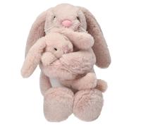 Depesche 13509 Princess Mimi Cuddly Toy Rabbit Nelly with Baby Rabbit in Pink and with Long Ears, Plush Toy with Velcro Fastening for Holding