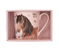 Depesche 13559 Miss Melody Dusty Rose Mug in Pink with Horse Motif, Flower Pattern and Saying, Porcelain Drinking Cup with Handle, Capacity Approx. 300 ml