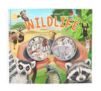 Depesche 13601 Create Your Wild Life Colouring Book with 16 Pre-Printed Pages for Designing Different Landscapes, Set Including 4 Pages Animal Stickers