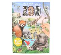 Depesche 13607 Create Your Zoo Colouring Book with 24 Pre-Printed Pages for Designing Zoo Motifs, Includes 3 Double-Sided Stickers