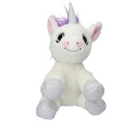 Depesche 13634 Ylvi Cuddly Toy Unicorn in White with Colourful Mane in Rainbow Colours, Approx. 21 cm Plush Toy with Silver Accents