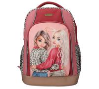 Depesche 13641 TOPModel Leoheart School Backpack in Red and Pink with Model Motif and Leo Print, School Bag with Adjustable Straps