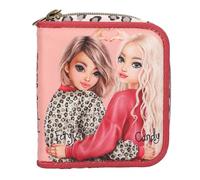 Depesche 13646 TOPModel Leoheart Wallet in Pink and Red, with Model Motif and Leo Pattern, Purse with Press Stud Closure