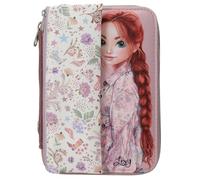 Depesche 13665 TOPModel Cowgirl Pencil Case with 3 Compartments in Purple, Floral Pattern and Pattern, Including a Small Mechanical Pencil, Multicoloured, One Size