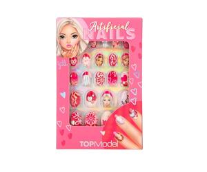Depesche 13685 TOPModel Beauty and Me False Nails, Self-Adhesive, in Pink Designs, 24 False Nails in Various Sizes