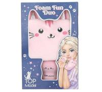 Depesche 13829 TOPModel - Washcloth and facial sponge set Beauty and Me, in pink, with cat design, sponge to fill with lotion