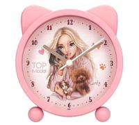 Depesche 13868 TOPModel Fur Ever Friends Alarm Clock in Pink for Children with Model Motif Dog and Cat Silent Clock with Light Function Includes Battery