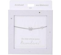 Depesche 13896.20 Silver Bracelet with M Pendant and Heart Adjustable Length Gift for Friends and Family