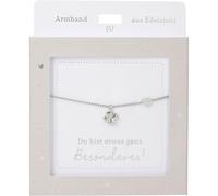 Depesche 13896.57 Silver Bracelet with Clover and Rhinestone, Variable in Length, as a Gift for Friends and Family