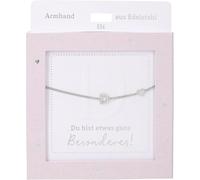 Depesche 13896.6 Silver Bracelet with "D" and Heart Pendant Adjustable Length Gift for Friends and Family