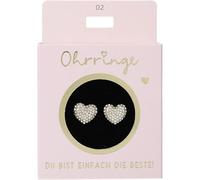 Depesche 13914.002 Glitter Stud Earrings in Gold with Heart Motif and Rhinestones as a Small Gift