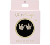 Depesche 13914.005 Glitter Stud Earrings in Gold with Crown Motif and Rhinestones as a Small Gift