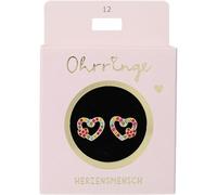 Depesche 13914.012 Glitter Stud Earrings in Gold with Heart Motif and Colourful Rhinestones as a Small Gift