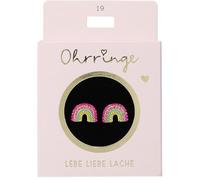 Depesche 13914.019 Glitter Stud Earrings in Gold with Rainbow Motif and Colourful Rhinestones as a Small Gift