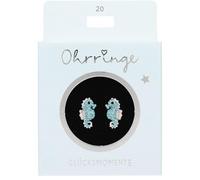 Depesche 13914.020 Glitter Stud Earrings in Silver with Seahorse Motif and Rhinestones as a Small Gift