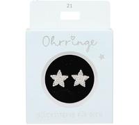 Depesche 13914.021 Glitter Stud Earrings in Silver with Stars Motif and Rhinestones as a Small Gift