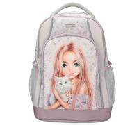 Depesche 13959 TOPModel Blooming Kitty School Backpack in Lilac with Model Cat Motif and Floral Pattern School Bag with Adjustable Straps