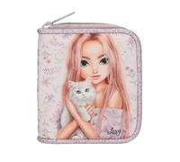 Depesche 13961 TOPModel Blooming Kitty Wallet in Purple with Model Motif, Flower Pattern and Cat, Purse with Press Stud Closure